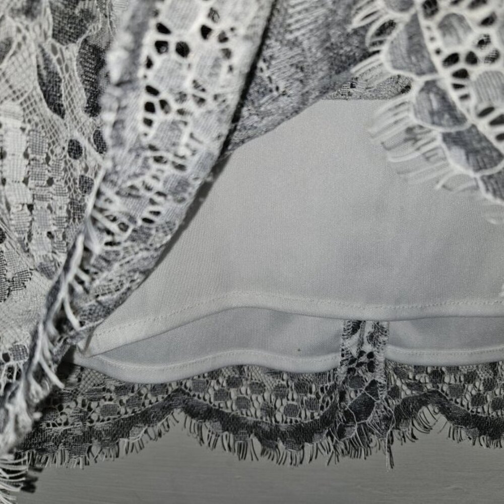 CREATION L Gray Floral Print Fully Lined Lace Skirt Ladies Size 10 - Picture 5 of 6